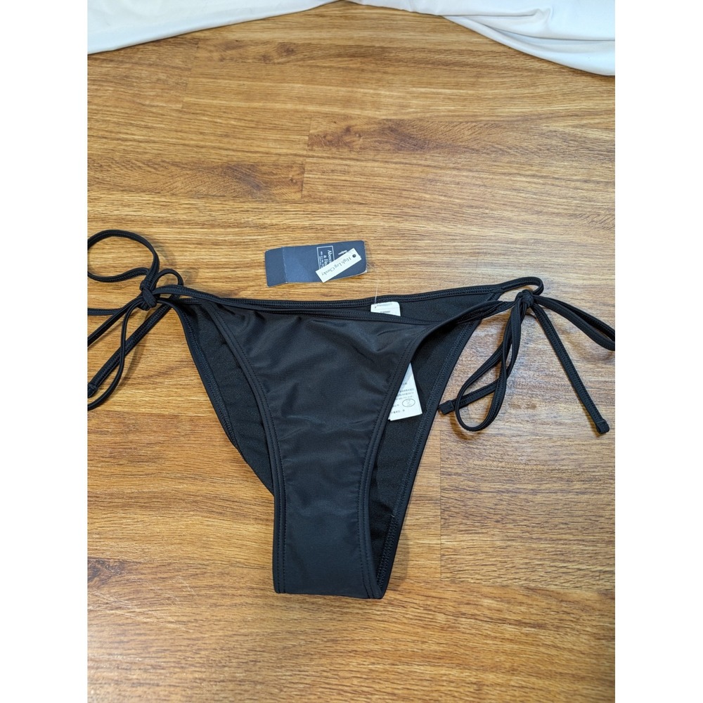 nwt abercrombie & fitch high leg cheeky bikini bottom Black Size Small